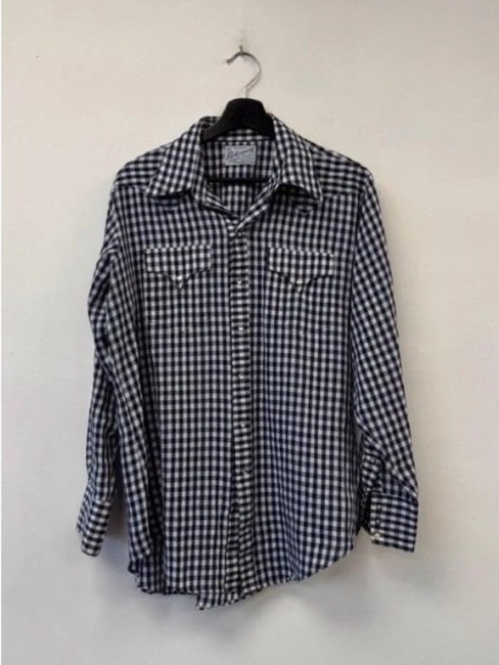 Vintage Rockmount Ranch Wear Western Shirt Mens Medium-Large Blue Check